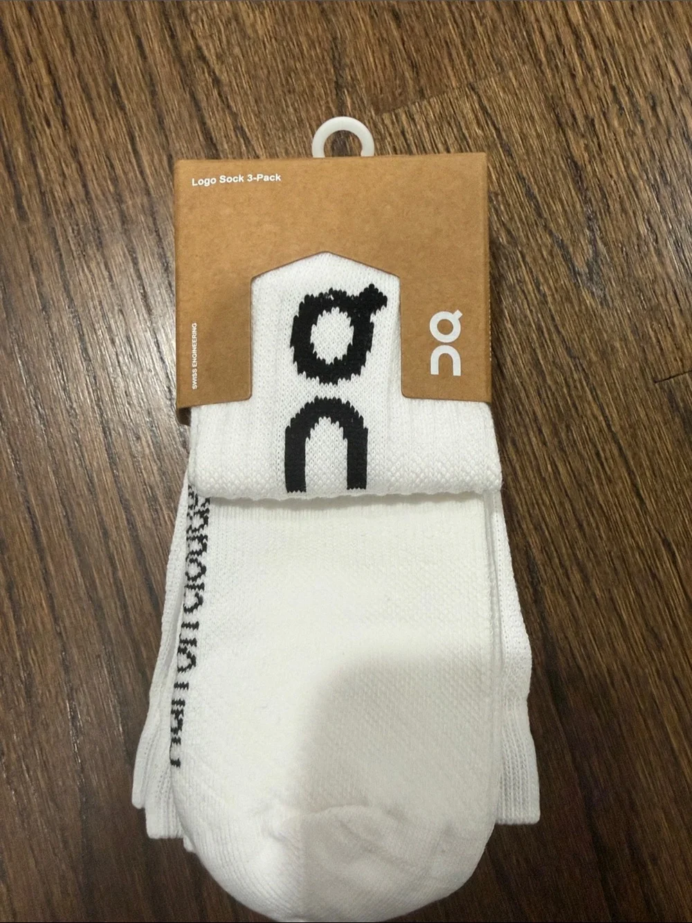 On Cloud Running White Crew Socks with Black Logo